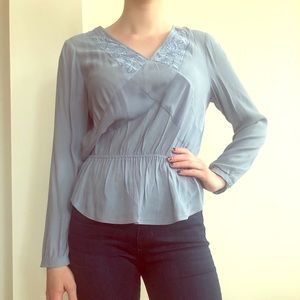 Daniel Rainn Annalee Embroidered Peplum Blouse